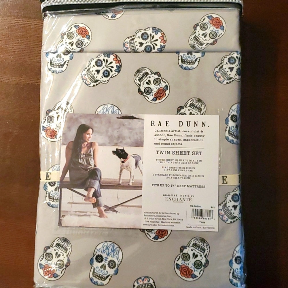 Rae Dunn sugar skull twin sheet set - Picture 4 of 5